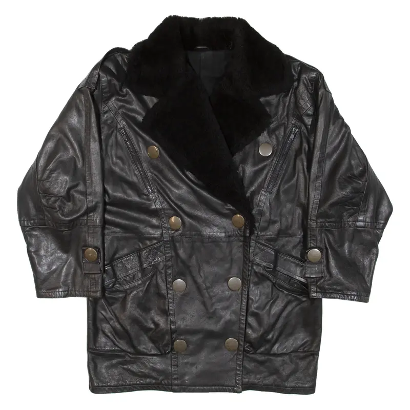 Womens Overcoat Coat Black Leather M