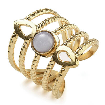 Natural Blue Lace Agate Finger Rings