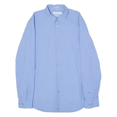 CALVIN KLEIN Mens Shirt Blue Striped Long Sleeve M