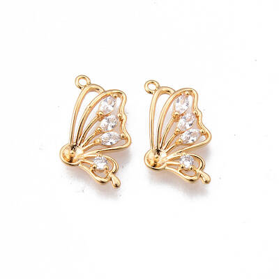 Brass Micro Pave Clear Cubic Zirconia Pendants