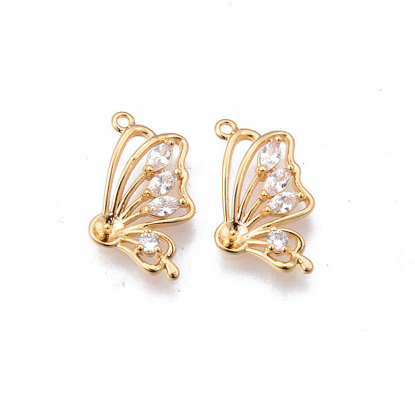 Brass Micro Pave Clear Cubic Zirconia Pendants