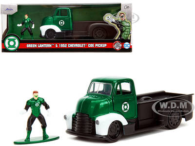 1952 Chevrolet COE Pickup Truck Green Metallic and Black and Green Lantern Diecast Figure \
