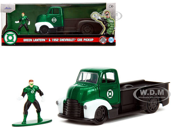 1952 Chevrolet COE Pickup Truck Green Metallic and Black and Green Lantern Diecast Figure \