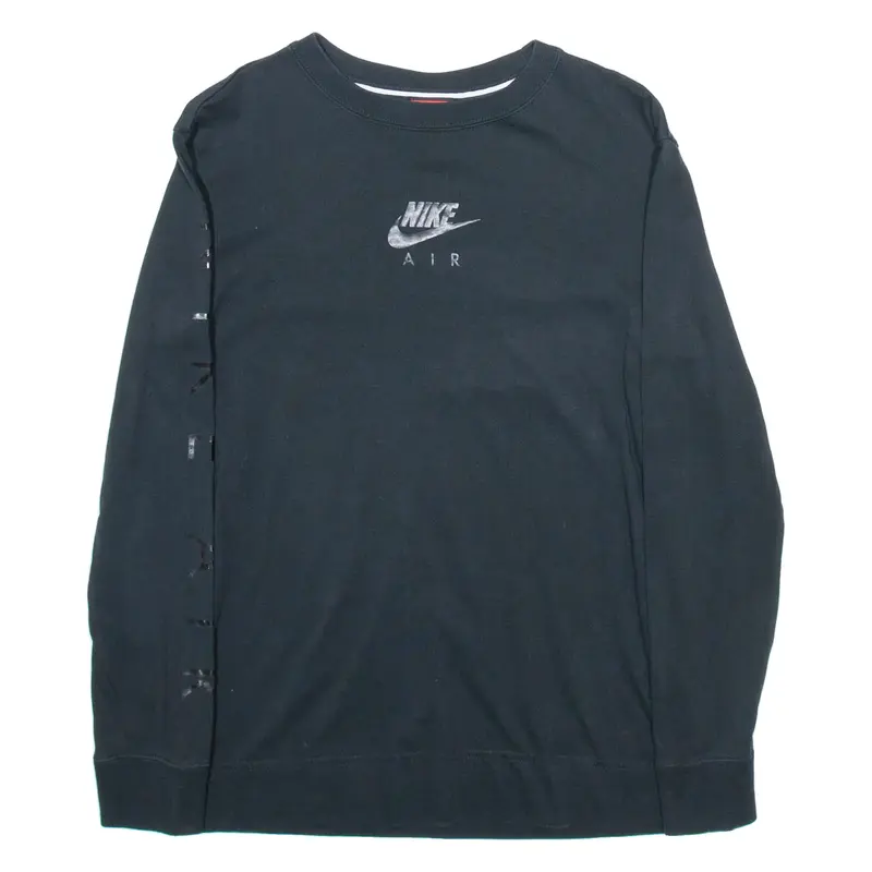 NIKE Womens T-Shirt Black Long Sleeve XS
