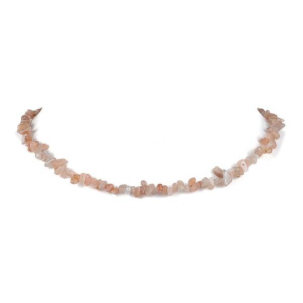 Natural Sunstone Chip Beaded Necklace