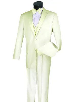 Mens 3pc Vested Ivory Off White Tuxedo Suit