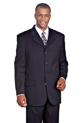 Navy Men's 100% Wool 4-Button Dress Suit