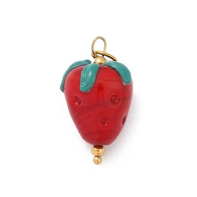 304 Stainless Steel with Handmade Lampwork Pendants