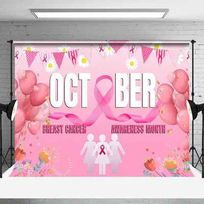 Aperturee Pink October Breast Cancer Awareness Month Backdrop - Aperturee