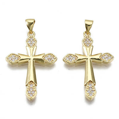 Brass Micro Pave Clear Cubic Zirconia Pendants