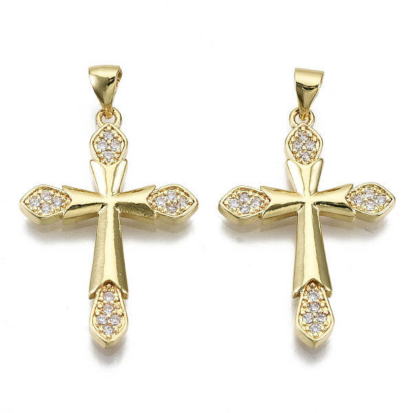 Brass Micro Pave Clear Cubic Zirconia Pendants