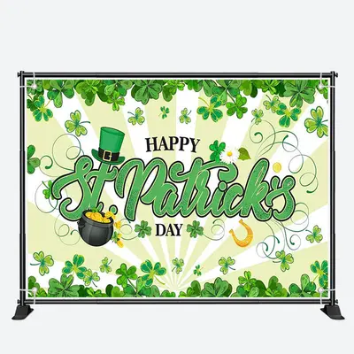 White Light Green Clovers St Patricks Day Backdrop - Aperturee