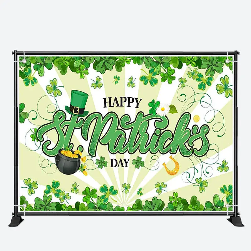 White Light Green Clovers St Patricks Day Backdrop - Aperturee