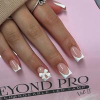 24Pcs Pink Press On Nails - Short Square, White French Tip, Full Cover, Glossy Nude Pink Designs, Cute False Nails for Women,...