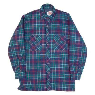 DICKIES Oversized Quilted Mens Lumberjack Jacket Blue 90s Plaid S