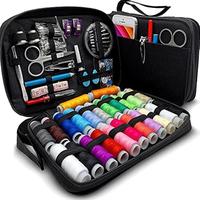 1 set of portable multifunctional sewing kit and storage bag, travel black zipper bag sewing kit, including 24 color thread, ...