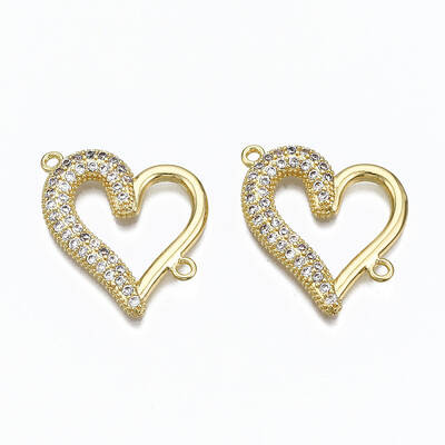 Brass Micro Pave Clear Cubic Zirconia Links Connectors