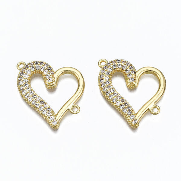 Brass Micro Pave Clear Cubic Zirconia Links Connectors