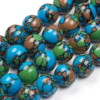 OLYCRAFT 147pcs Synthetic Turquoise Beads 8mm Irregul?r Dyed Turquoise Beads Gemstone Energy Stone Loose Beads for Bracelet N...