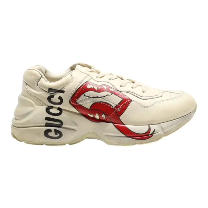 GUCCI Platform Trainers Beige Leather Womens UK 6