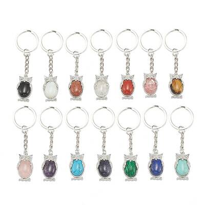 Natural & Synthetic Mixed Gemstone Keychain