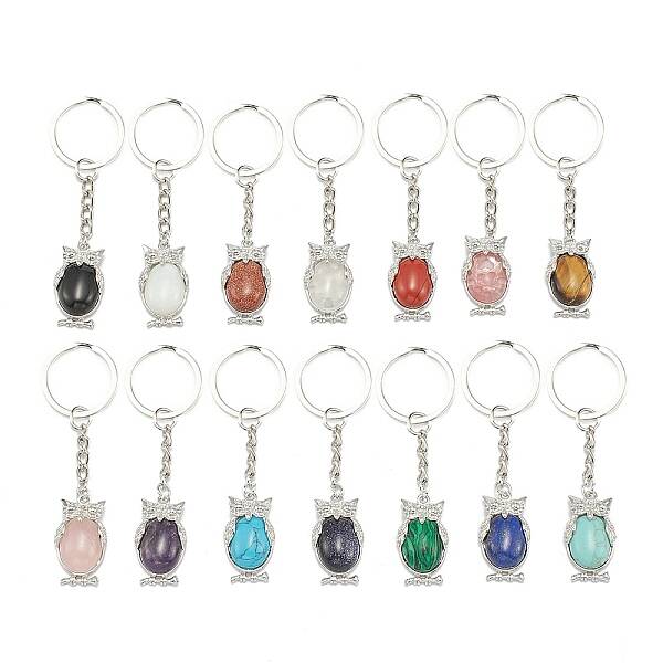 Natural & Synthetic Mixed Gemstone Keychain