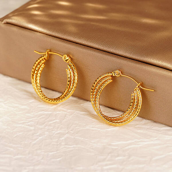Stylish Stainless Steel Geometric Hoop Earrings for Women's Daily Wear
