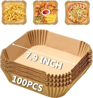 Air Fryer Paper Liners, 100PCS Non-stick Disposable Liners, Baking Paper for Air Fryer Oil-proof, Water-proof, Food Grade Par...