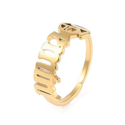 Ion Plating(IP) 304 Stainless Steel Constellation Open Cuff Ring for Women
