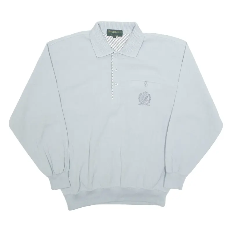 NORTHFIELD SPORTS Mens Polo Shirt Grey Long Sleeve L