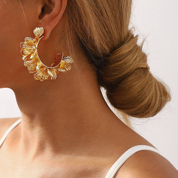 Alloy Flower Stud Earrings for Women