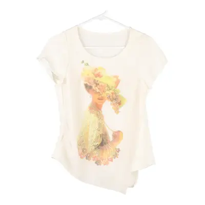 Unbranded Graphic Top - Large Cream Viscose
