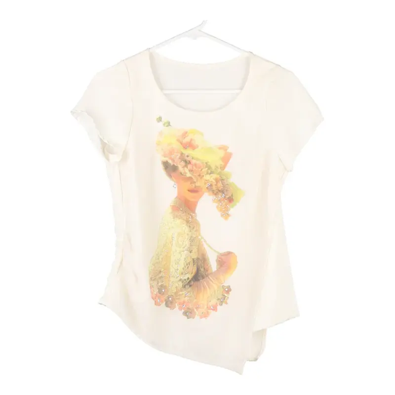 Unbranded Graphic Top - Large Cream Viscose