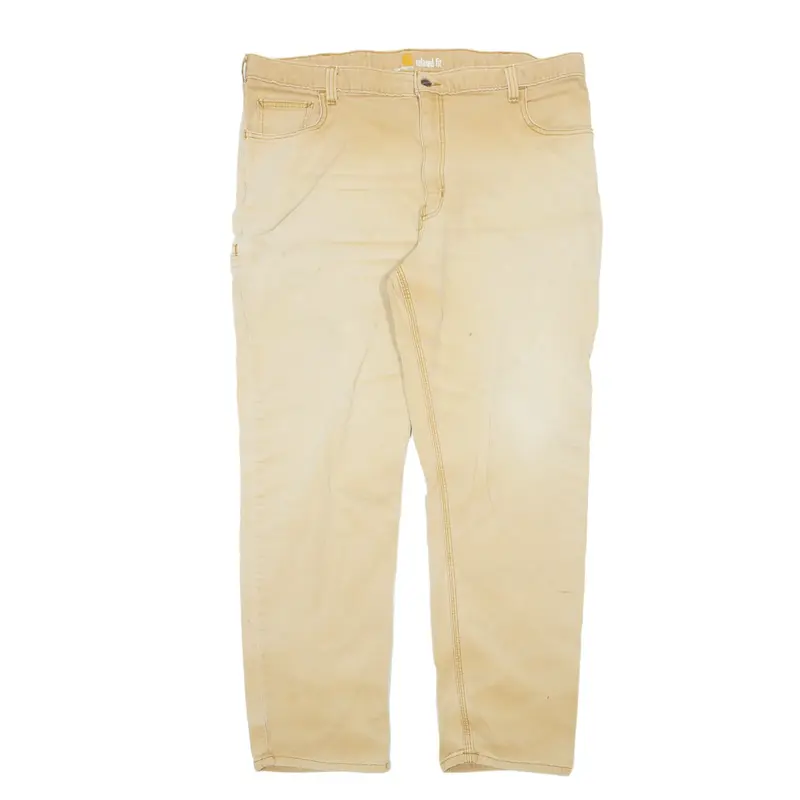 CARHARTT Workwear Trousers Beige Relaxed Straight Mens W34 L32