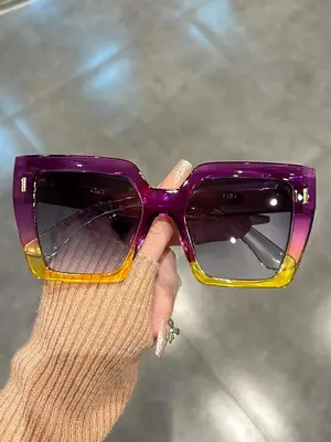 Unisex Elegant Oversized Square Frame Glasses (1 Pair), Trendy Casual Glasses for Everyday Use, Fashion Accessories for Outdo...