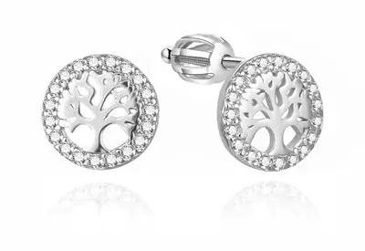 Agato Silver earrings Tree of life AGUP3545S