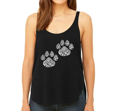 Cat Mom - Women's Premium Word Art Flowy Tank Top - Black - Medium