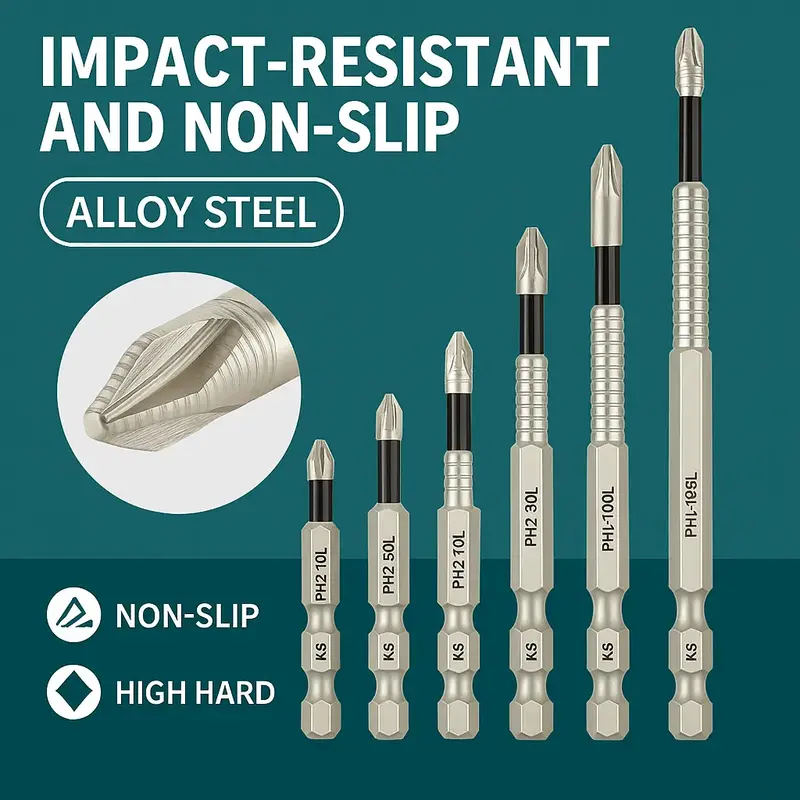 K5 Impact-Resistant and Non-Slip Bit,Impact Driver Bit Set,Titanium Alloy Impact Non-Slip Cross Head,High Magnetic Screwdrive...