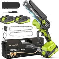 PULITUO Mini Chainsaw Cordless 6-Inch, Battery Powered, Lightweight Handheld Electric Saw for Tree Trimming, Wood Cutting, Pr...