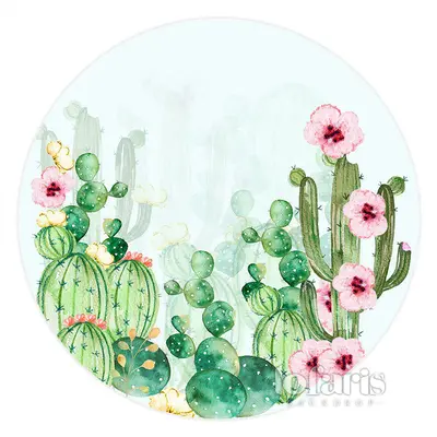 Aperturee Floral Watercolor Cactus Happy Birthday Circle Backdrop | Birthday Back Drop | Backdrop For Birthday Party | Happy ...