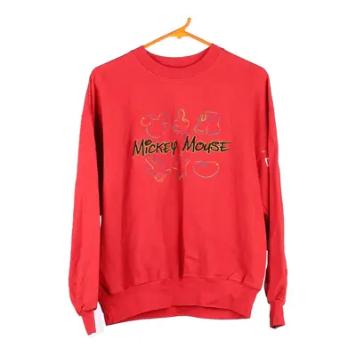 Mickey Unlimited Embroidered Sweatshirt - Medium Red Cotton Blend