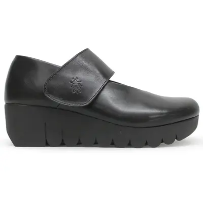Fly London VARI188FLY Burn Leather Women's Wedge Sole Shoes - Black - Size:US 8-8.5 Women