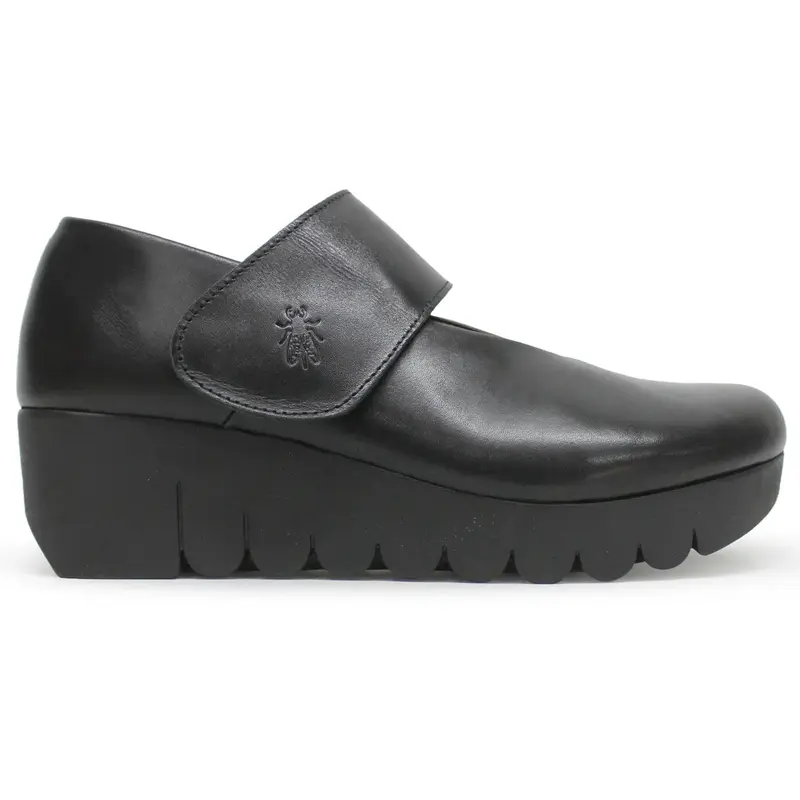 Fly London VARI188FLY Burn Leather Women's Wedge Sole Shoes - Black - Size:US 8-8.5 Women
