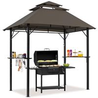 Yaheetech 8x5' Grill Gazebo, 3-Tier Outdoor BBQ Gazebo with Height-Adjustable Shelves & 10 S-Shaped Hooks & Built-in Bottle O...