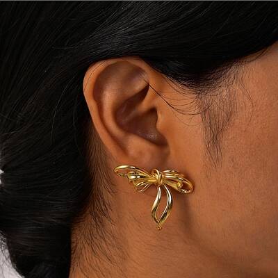Bowknot Brass Stud Earrings for Women