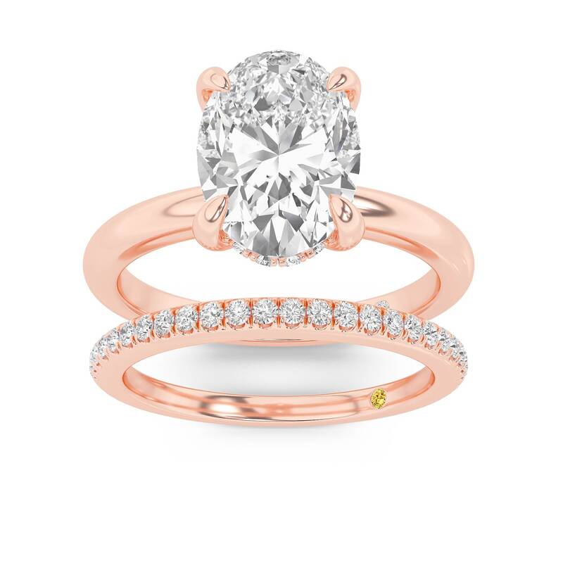 Fez Lab Grown Oval Shaped Diamond Engagement Ring with the BonBon Wedding Band | 10K Rose Gold 1 1/3 ct. tw.