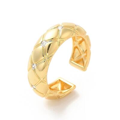 Brass Micro Pave Cubic Zirconia Open Cuff Rings