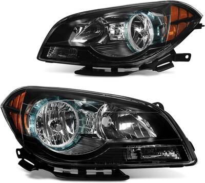 YITAMOTOR® Headlight Assembly Compatible with 2009-2012 Chevrolet Malibu Replacement Headlamp Black Housing Left and Right S...