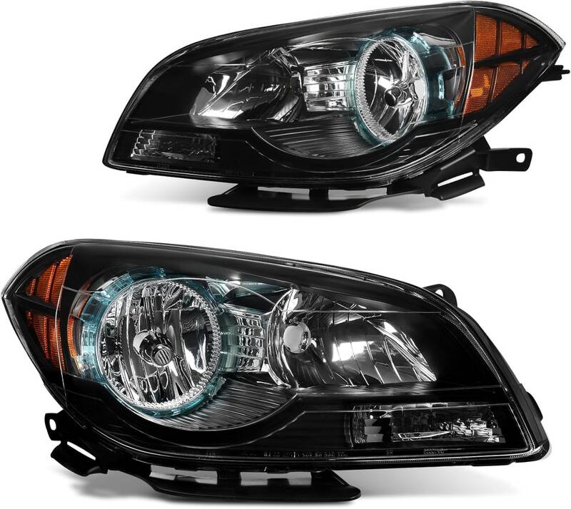 YITAMOTOR® Headlight Assembly Compatible with 2009-2012 Chevrolet Malibu Replacement Headlamp Black Housing Left and Right S...