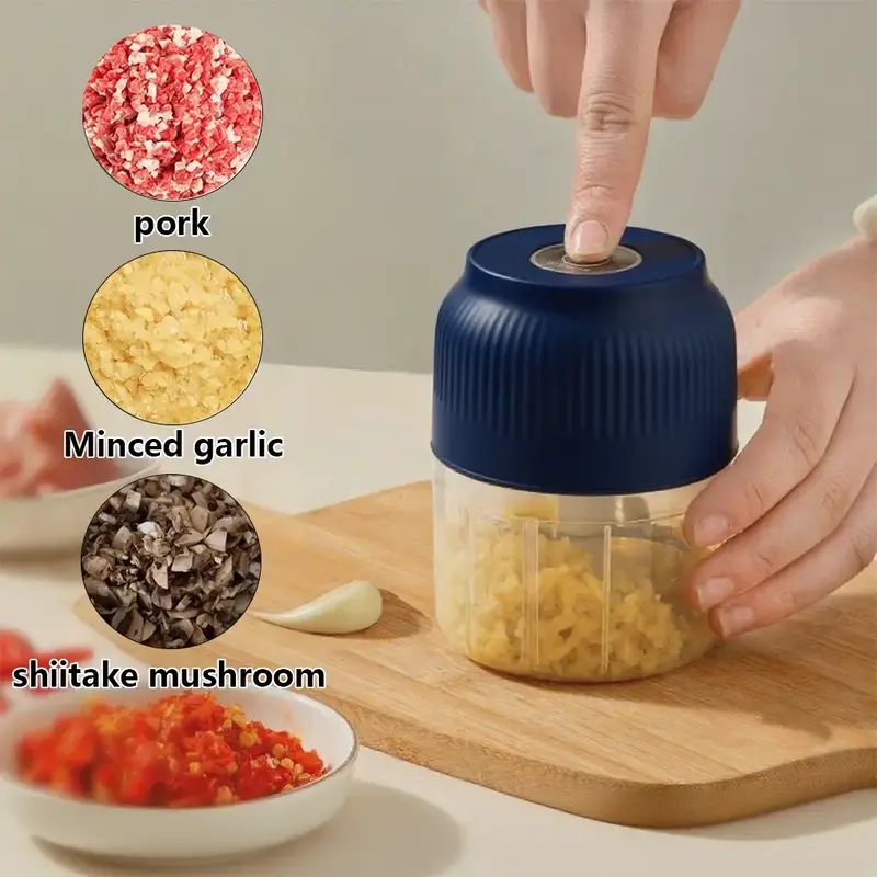 Electric Garlic Chopper,  4 Sharp Blades，Portable Veggie Chopper, 300ML Garlic Grinder Masher Onion Chopper, Blender to Veg...